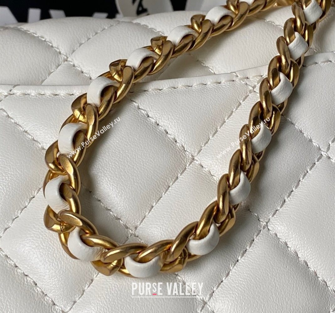 Chanel Lambskin Leather Small Flap Bag with Chain Top Handle White 2025 AS5813 (yezi-251127113)