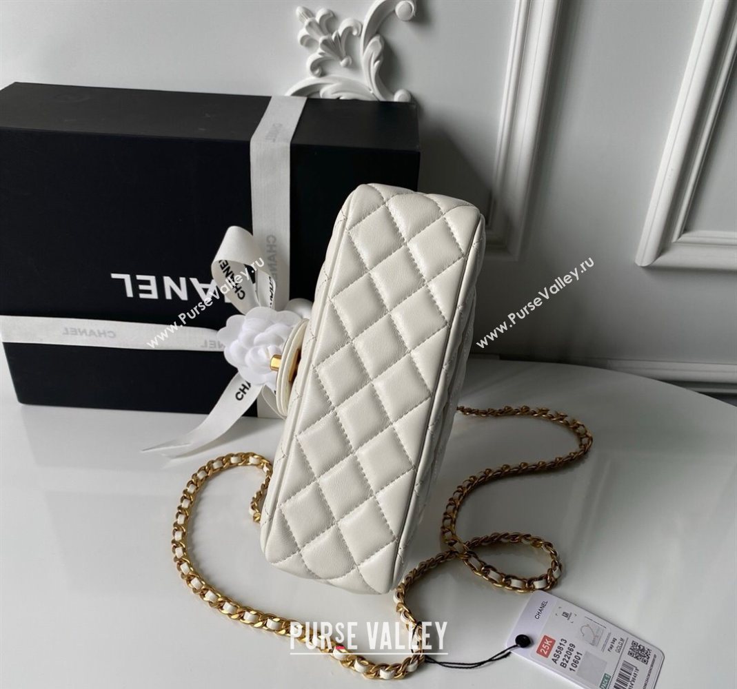 Chanel Lambskin Leather Small Flap Bag with Chain Top Handle White 2025 AS5813 (yezi-251127113)