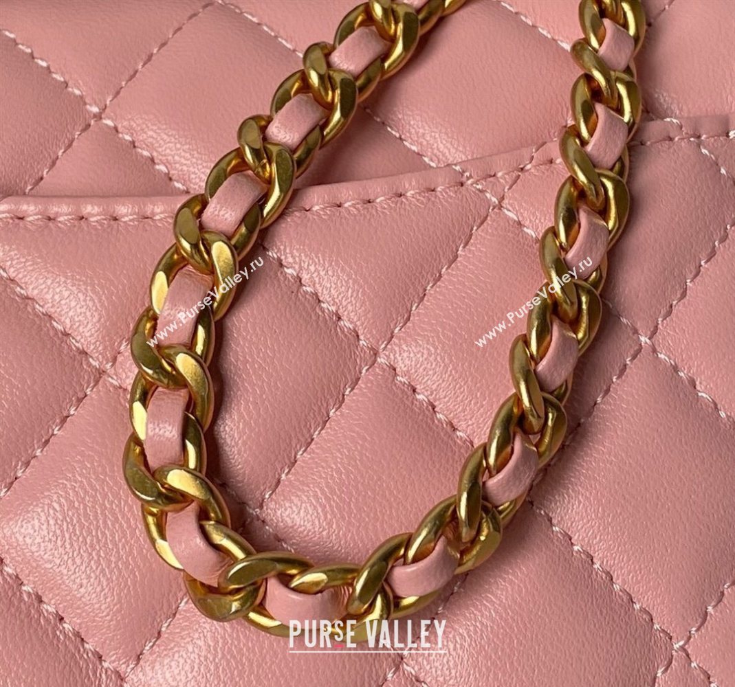 Chanel Lambskin Leather Small Flap Bag with Chain Top Handle Pink 2025 AS5813 (yezi-251127114)