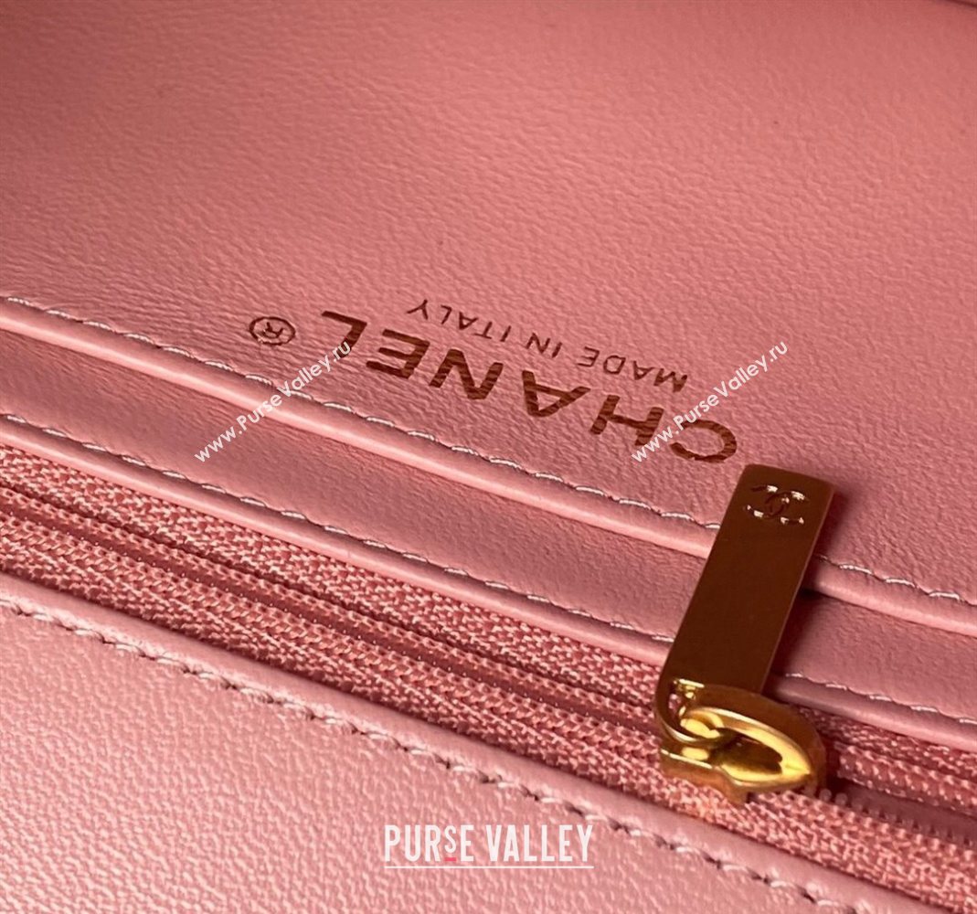 Chanel Lambskin Leather Small Flap Bag with Chain Top Handle Pink 2025 AS5813 (yezi-251127114)