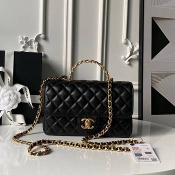 Chanel Lambskin Leather Flap Bag with Chain Top Handle Black 2025 AS5814 (yezi-251127115)