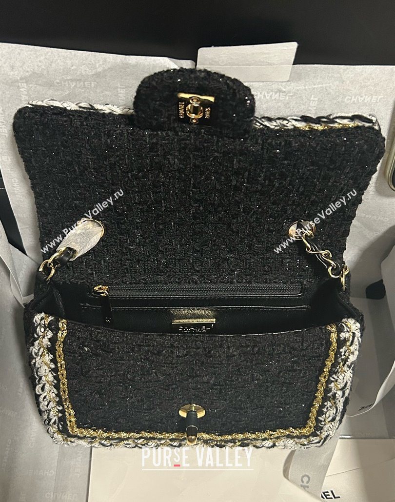 Chanel Tweed Small Flap Bag A01113 Black 2025 1127 (yezi-251127029)