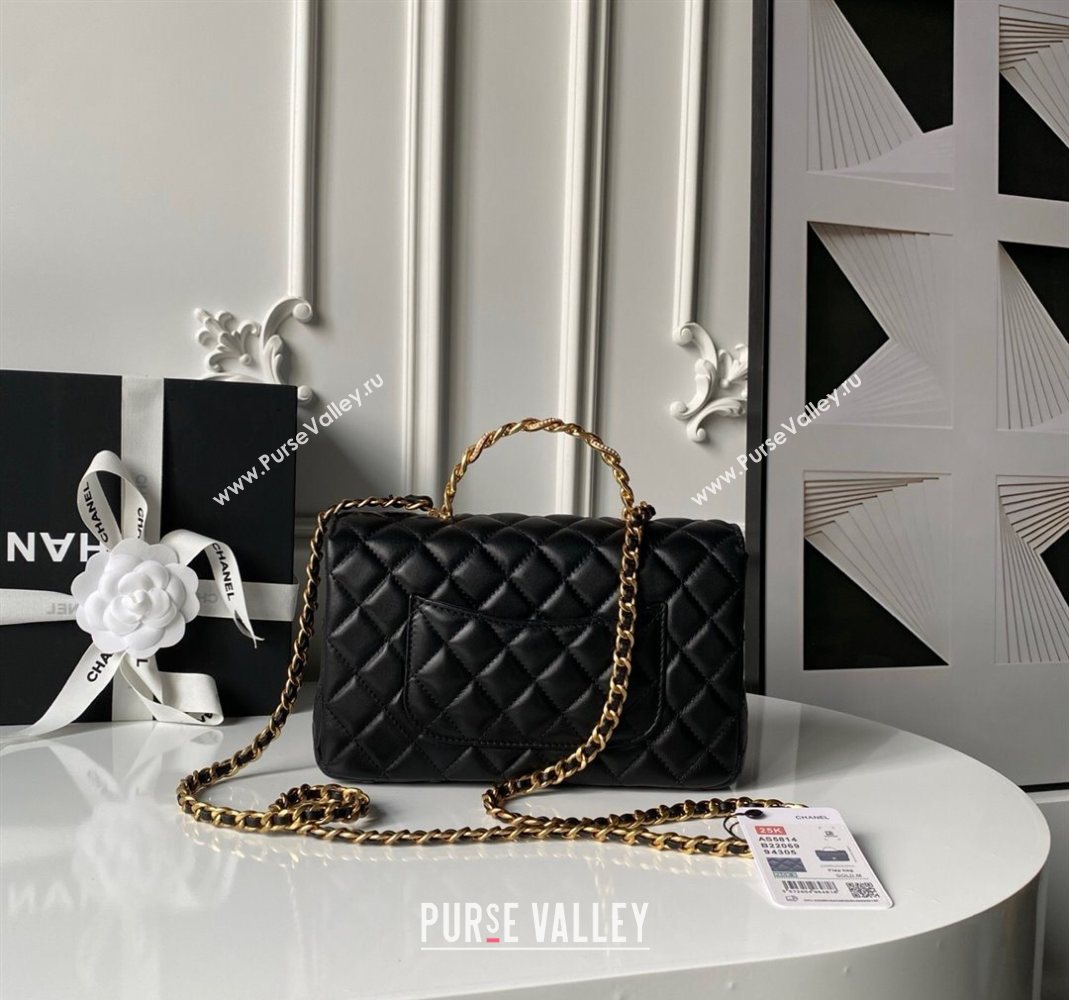 Chanel Lambskin Leather Flap Bag with Chain Top Handle Black 2025 AS5814 (yezi-251127115)