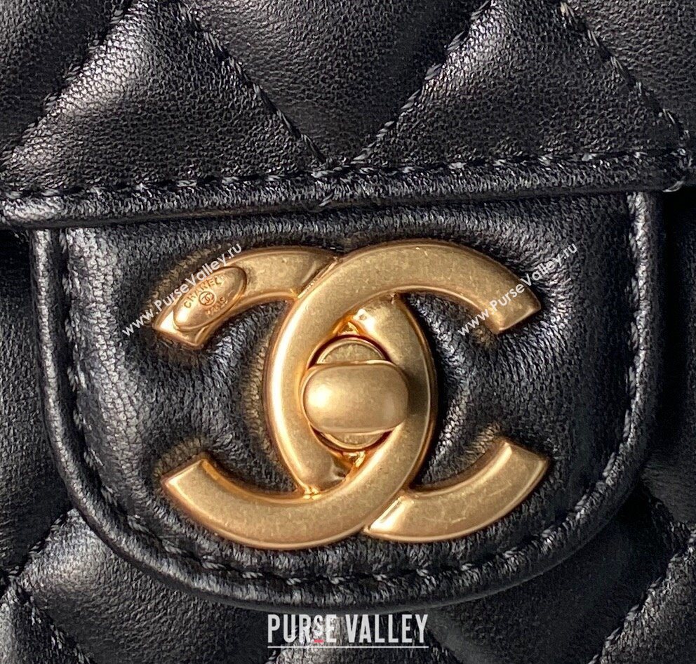 Chanel Lambskin Leather Flap Bag with Chain Top Handle Black 2025 AS5814 (yezi-251127115)