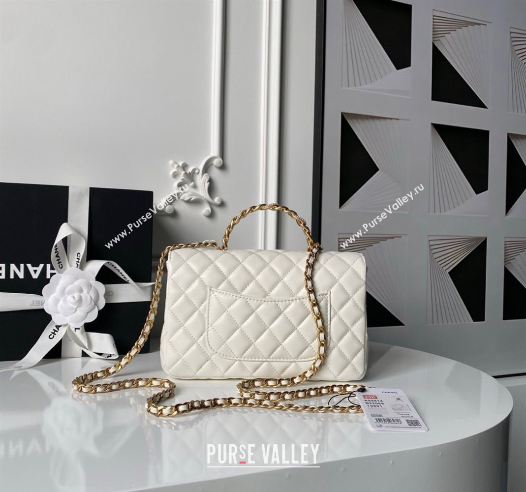 Chanel Lambskin Leather Flap Bag with Chain Top Handle White 2025 AS5814 (yezi-251127116)