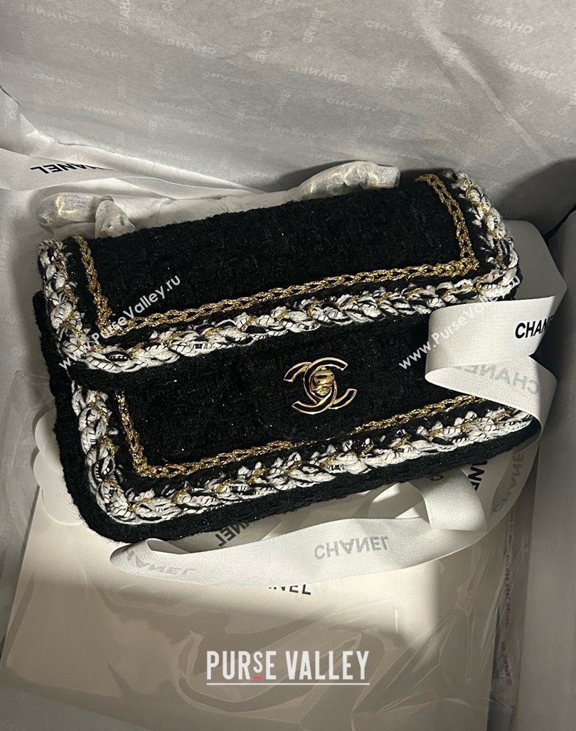 Chanel Tweed Small Flap Bag A01113 Black 2025 1127 (yezi-251127029)