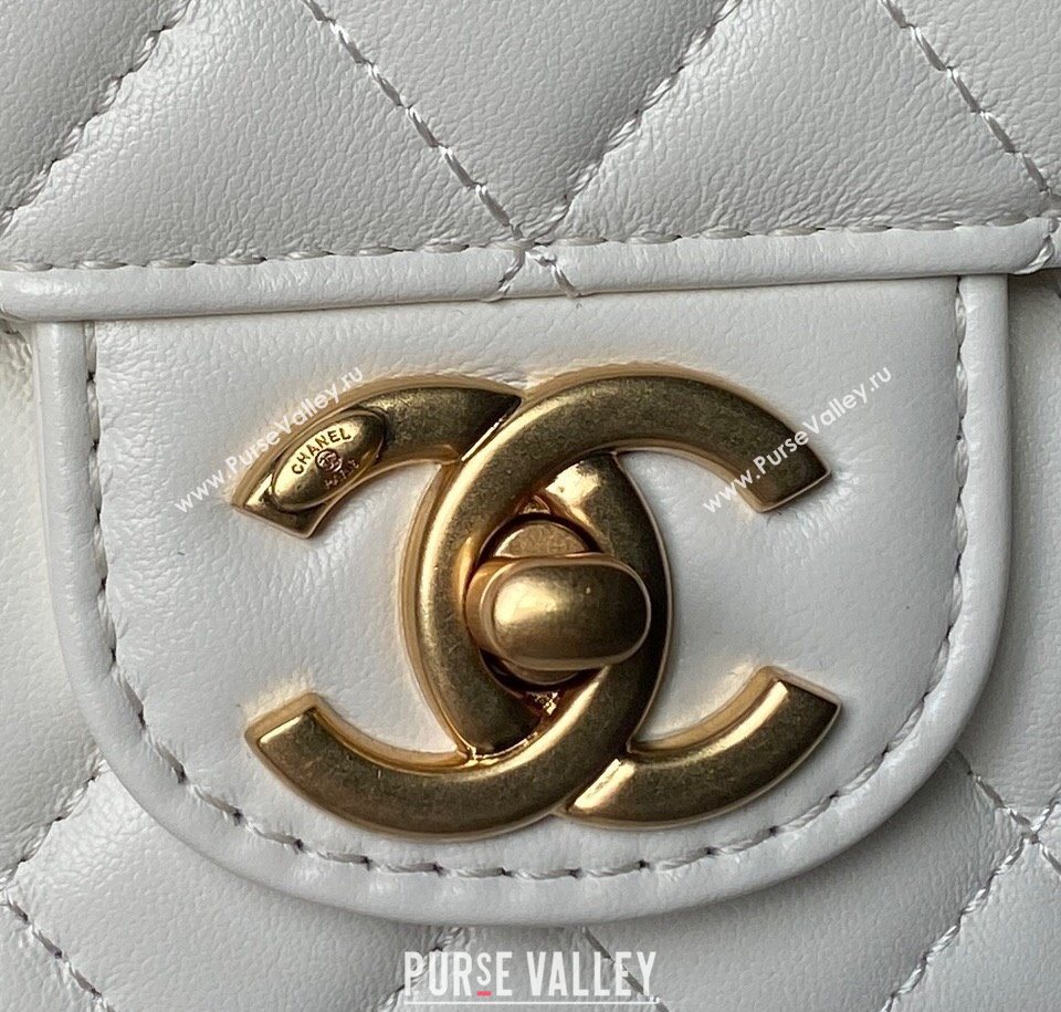 Chanel Lambskin Leather Flap Bag with Chain Top Handle White 2025 AS5814 (yezi-251127116)
