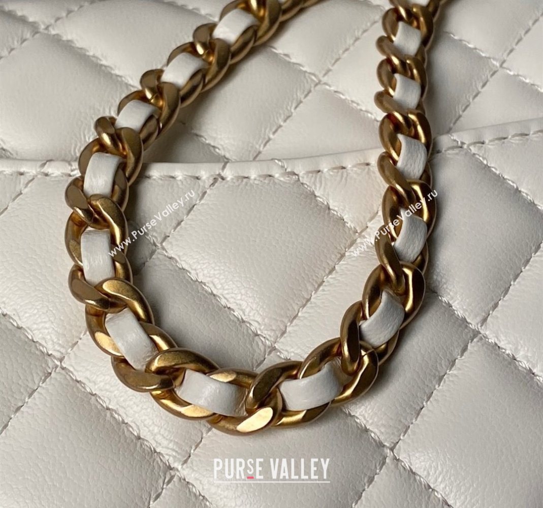 Chanel Lambskin Leather Flap Bag with Chain Top Handle White 2025 AS5814 (yezi-251127116)