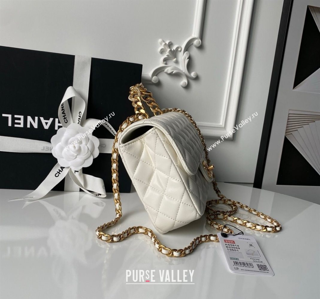 Chanel Lambskin Leather Flap Bag with Chain Top Handle White 2025 AS5814 (yezi-251127116)