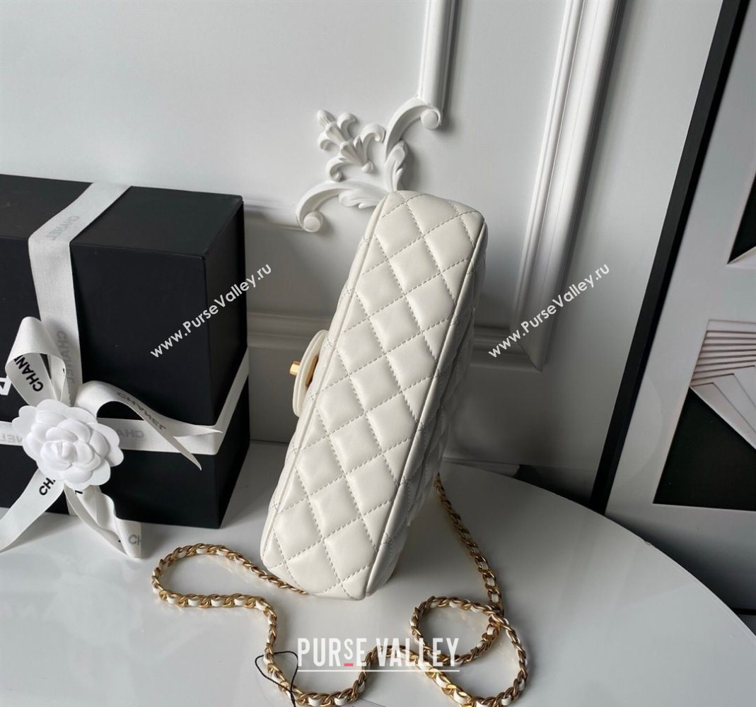 Chanel Lambskin Leather Flap Bag with Chain Top Handle White 2025 AS5814 (yezi-251127116)