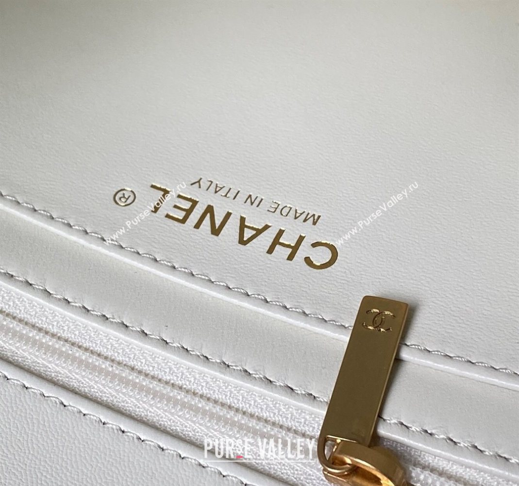 Chanel Lambskin Leather Flap Bag with Chain Top Handle White 2025 AS5814 (yezi-251127116)