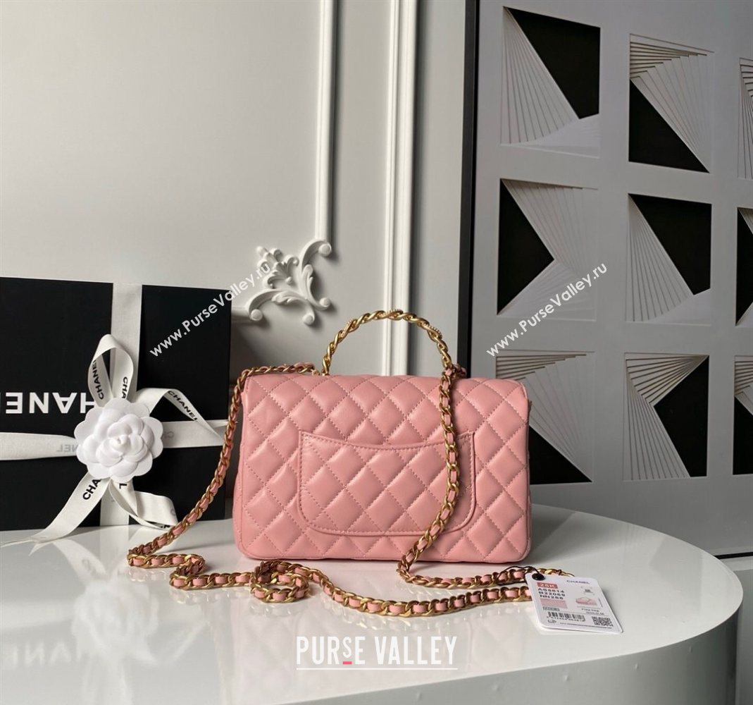 Chanel Lambskin Leather Flap Bag with Chain Top Handle Pink 2025 AS5814 (yezi-251127117)