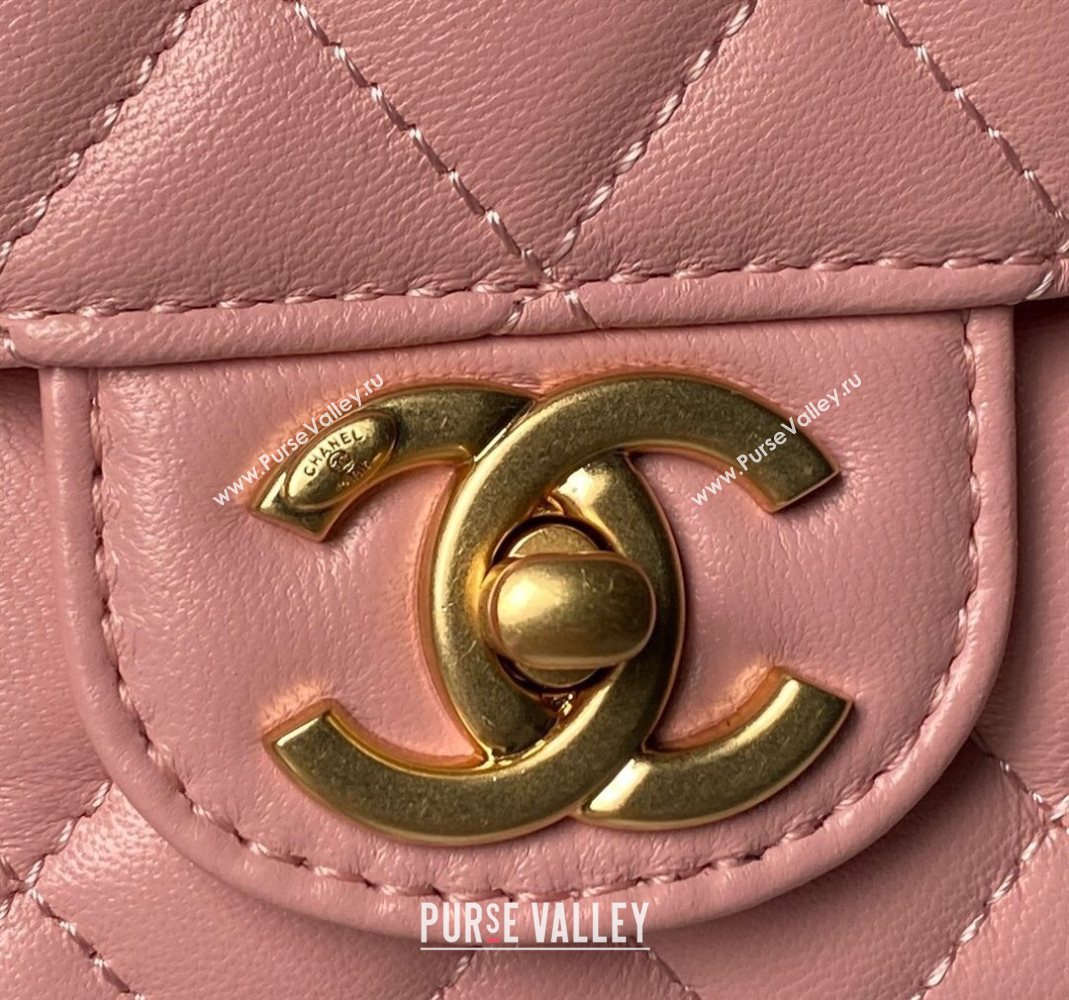 Chanel Lambskin Leather Flap Bag with Chain Top Handle Pink 2025 AS5814 (yezi-251127117)