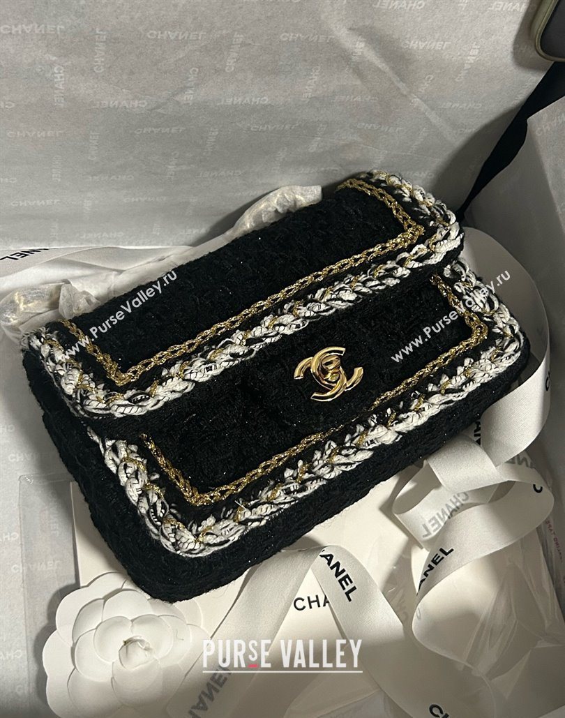 Chanel Tweed Small Flap Bag A01113 Black 2025 1127 (yezi-251127029)