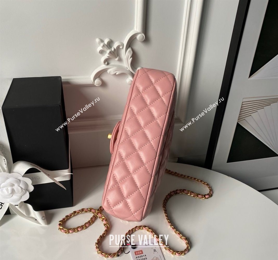 Chanel Lambskin Leather Flap Bag with Chain Top Handle Pink 2025 AS5814 (yezi-251127117)
