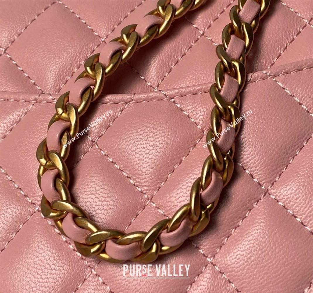 Chanel Lambskin Leather Flap Bag with Chain Top Handle Pink 2025 AS5814 (yezi-251127117)