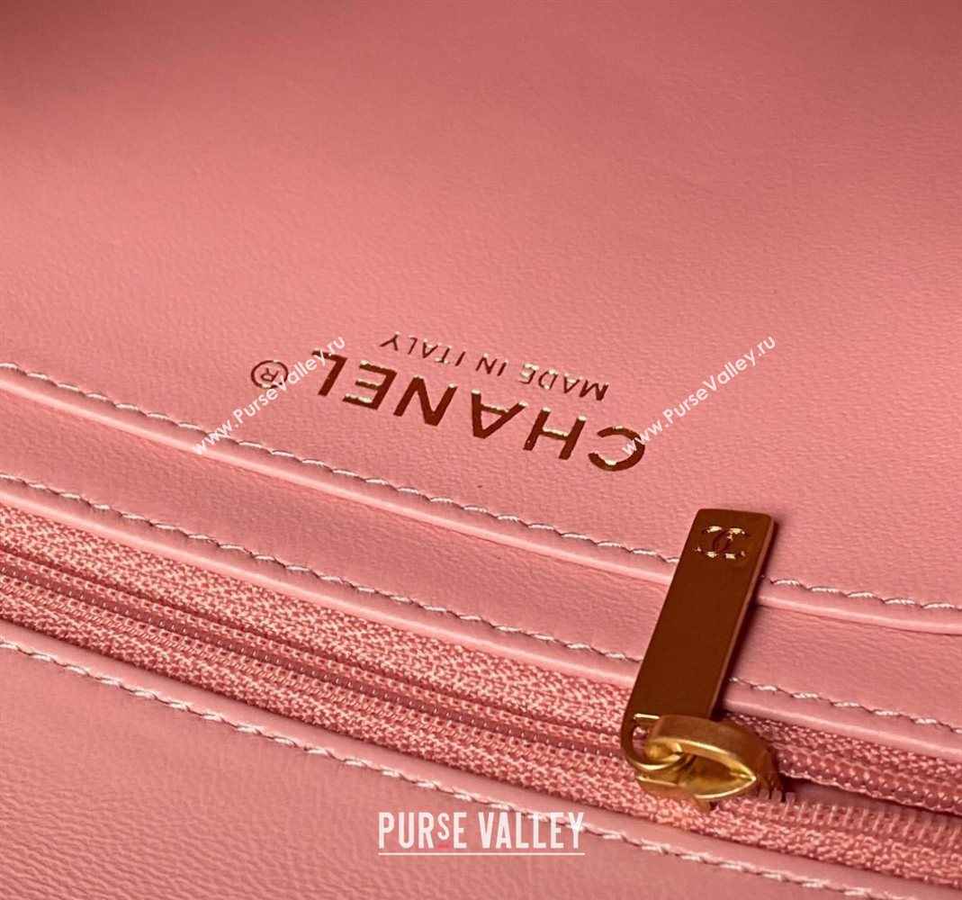 Chanel Lambskin Leather Flap Bag with Chain Top Handle Pink 2025 AS5814 (yezi-251127117)