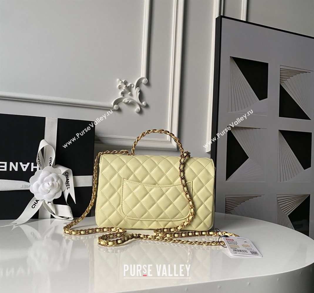 Chanel Lambskin Leather Flap Bag with Chain Top Handle Yellow 2025 AS5814 (yezi-251127118)