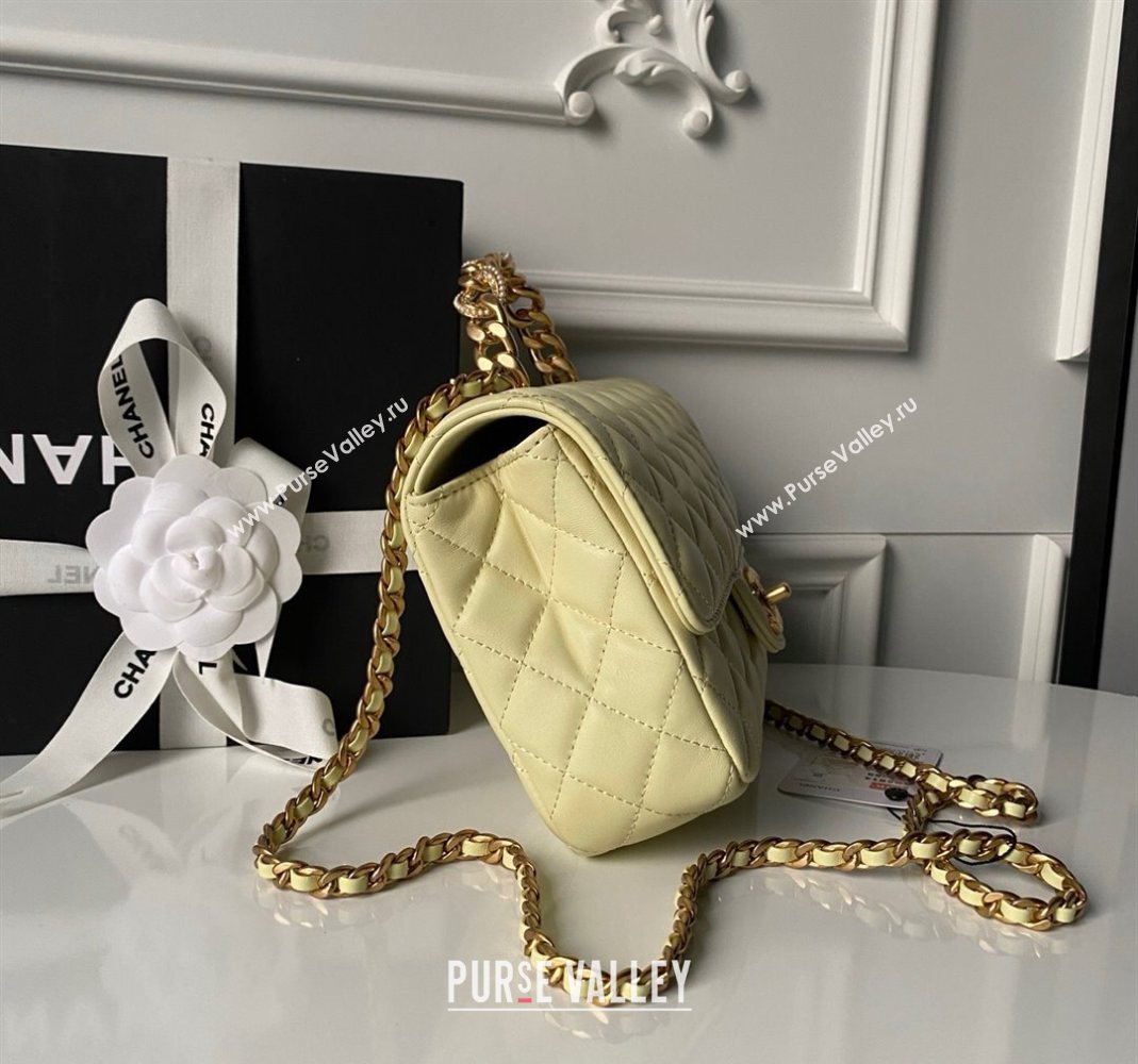 Chanel Lambskin Leather Flap Bag with Chain Top Handle Yellow 2025 AS5814 (yezi-251127118)