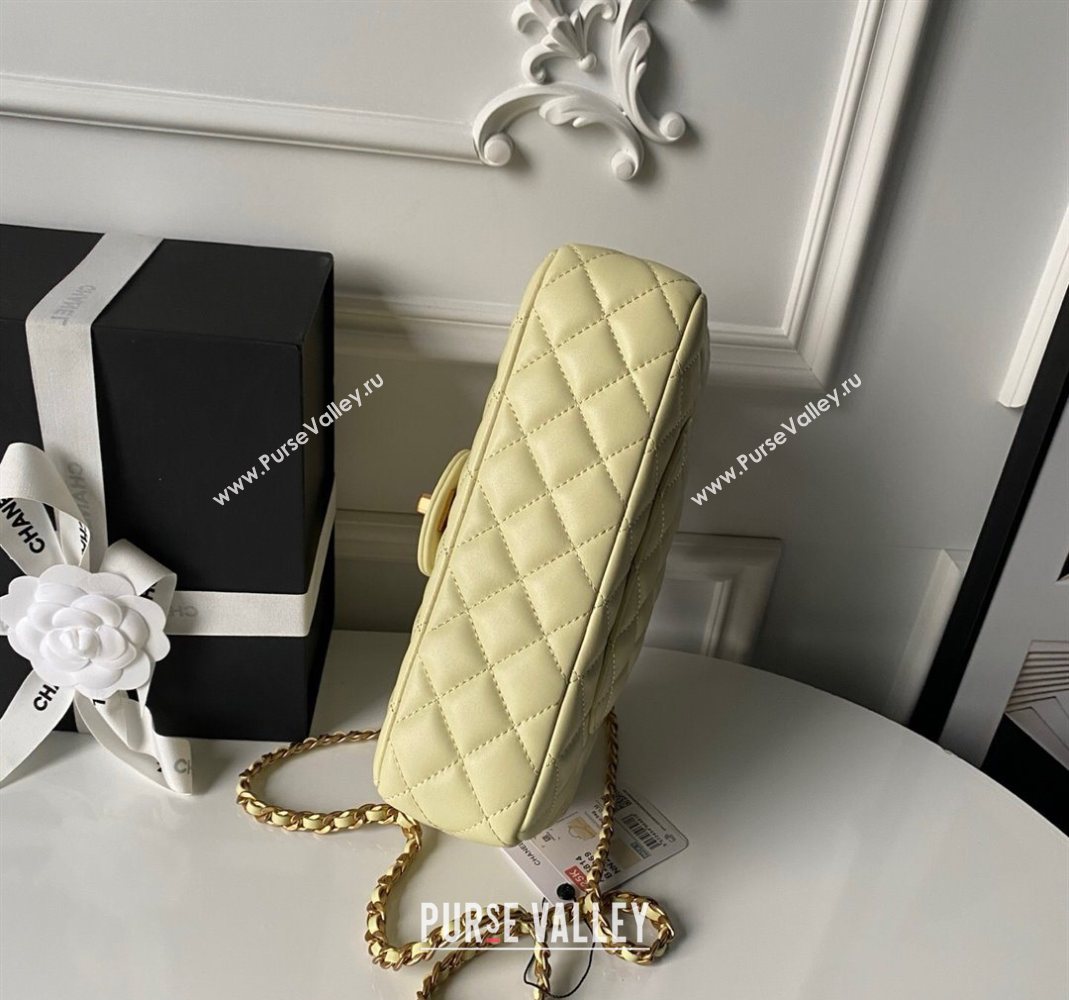 Chanel Lambskin Leather Flap Bag with Chain Top Handle Yellow 2025 AS5814 (yezi-251127118)
