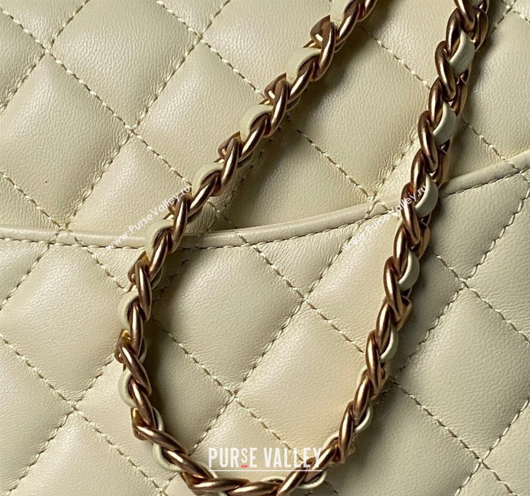 Chanel Lambskin Leather Flap Bag with Chain Top Handle Yellow 2025 AS5814 (yezi-251127118)