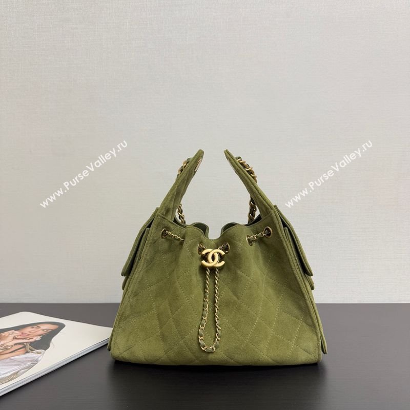 Chanel 25 Suede Small Hobo bag AS5293 Green 2025 1127 (yezi-251127119)