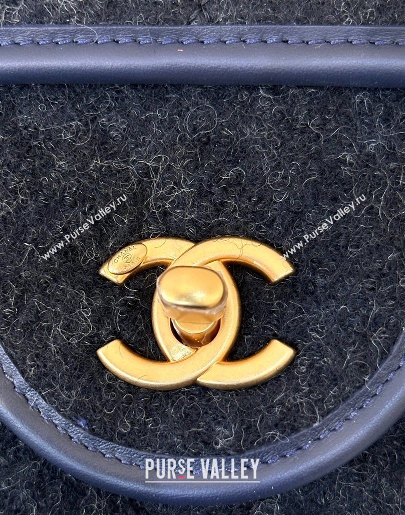 Chanel Wool Flap Bag with Top Handle Black 2025 AS5850 (yezi-251127001)
