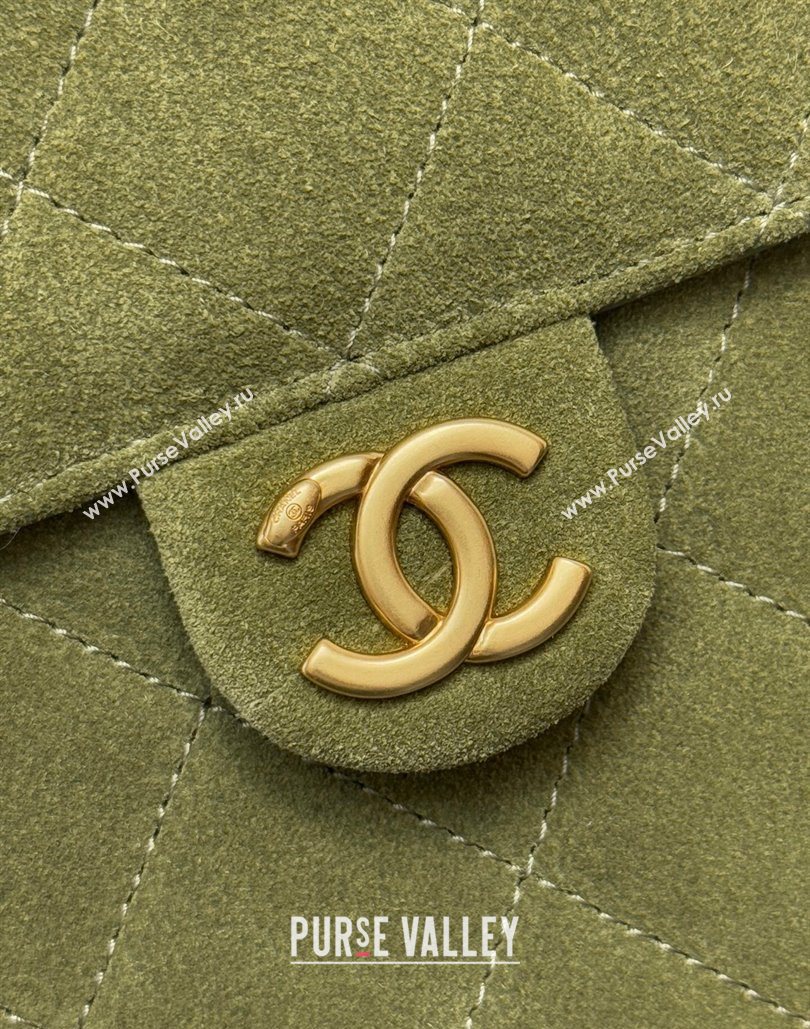Chanel 25 Suede Small Hobo bag AS5293 Green 2025 1127 (yezi-251127119)