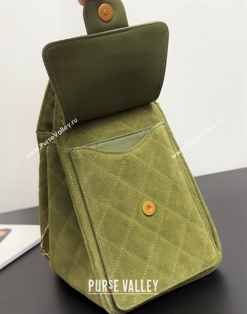 Chanel 25 Suede Small Hobo bag AS5293 Green 2025 1127 (yezi-251127119)