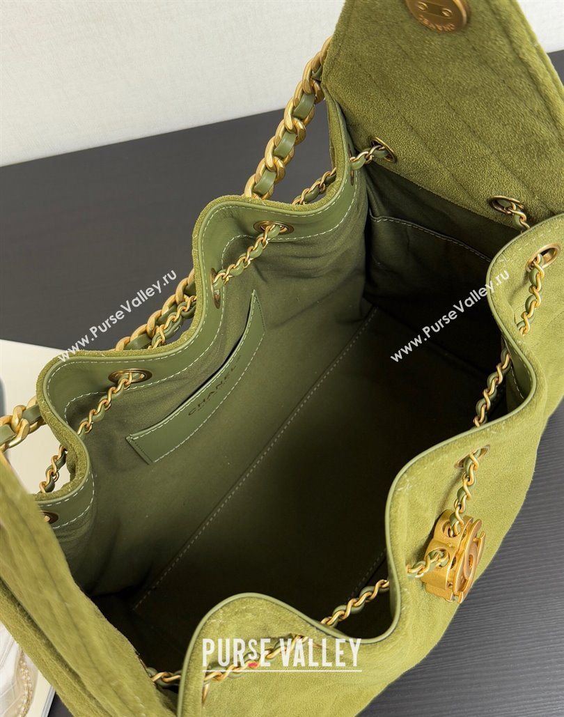 Chanel 25 Suede Small Hobo bag AS5293 Green 2025 1127 (yezi-251127119)