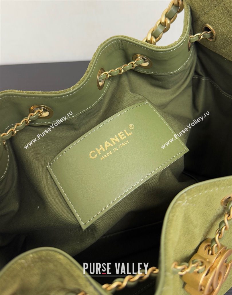 Chanel 25 Suede Small Hobo bag AS5293 Green 2025 1127 (yezi-251127119)