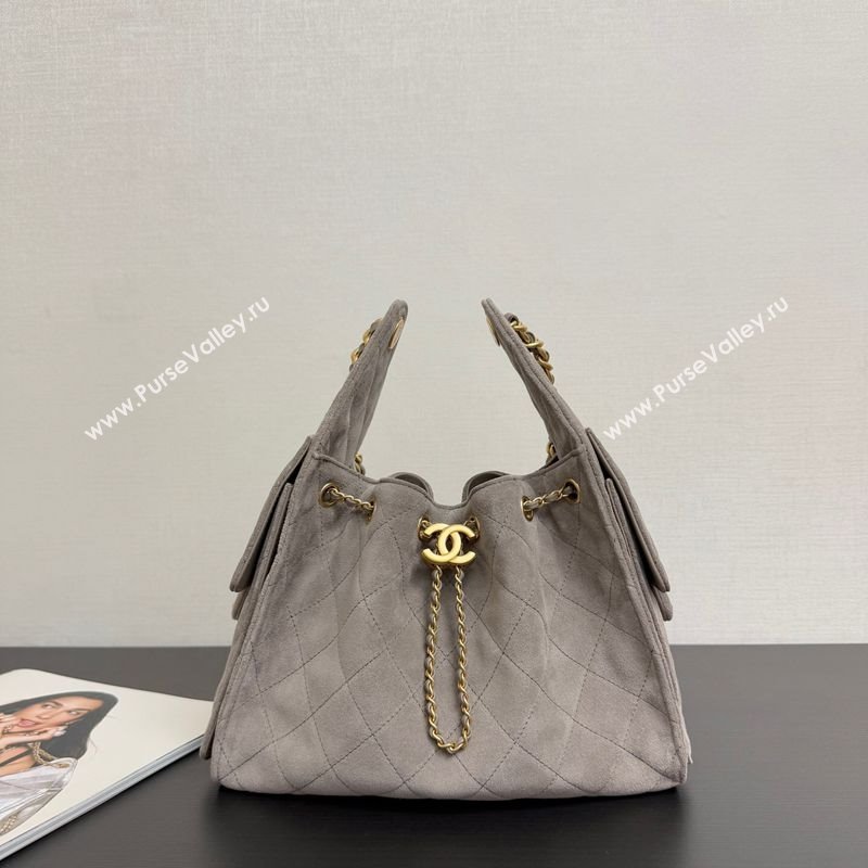 Chanel 25 Suede Small Hobo bag AS5293 Grey 2025 1127 (yezi-251127120)