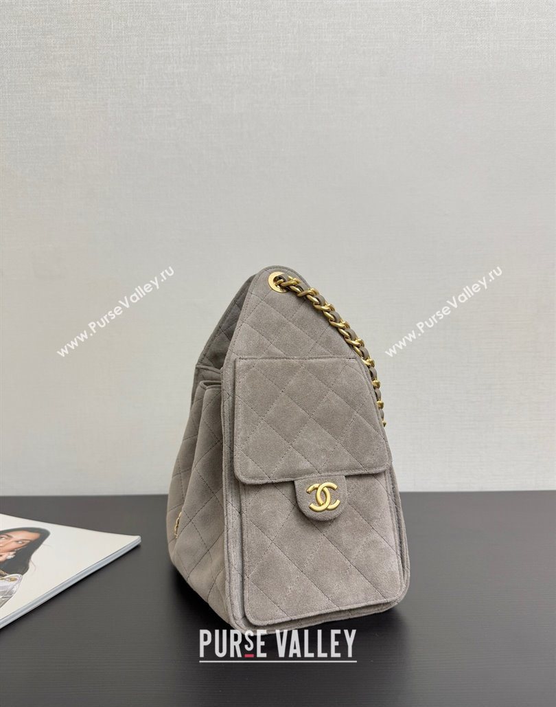 Chanel 25 Suede Small Hobo bag AS5293 Grey 2025 1127 (yezi-251127120)