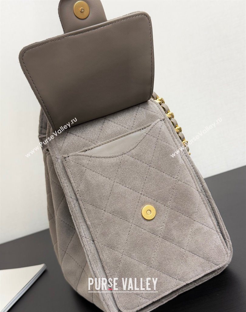 Chanel 25 Suede Small Hobo bag AS5293 Grey 2025 1127 (yezi-251127120)