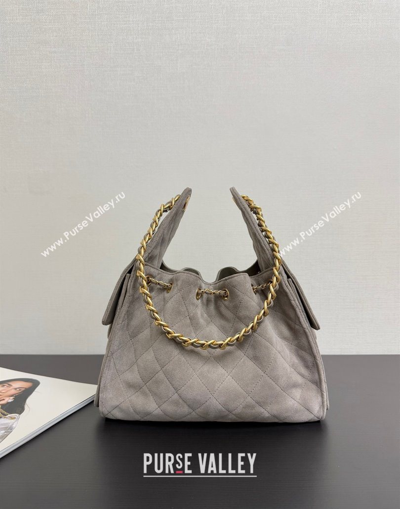 Chanel 25 Suede Small Hobo bag AS5293 Grey 2025 1127 (yezi-251127120)