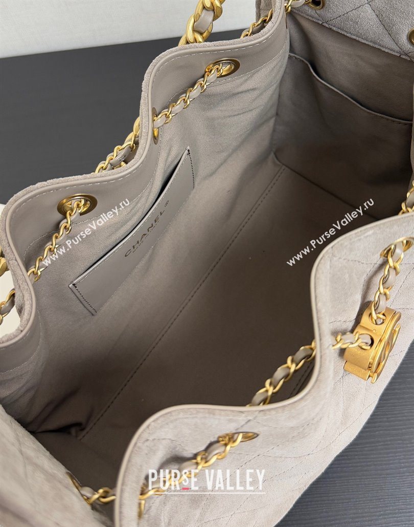 Chanel 25 Suede Small Hobo bag AS5293 Grey 2025 1127 (yezi-251127120)