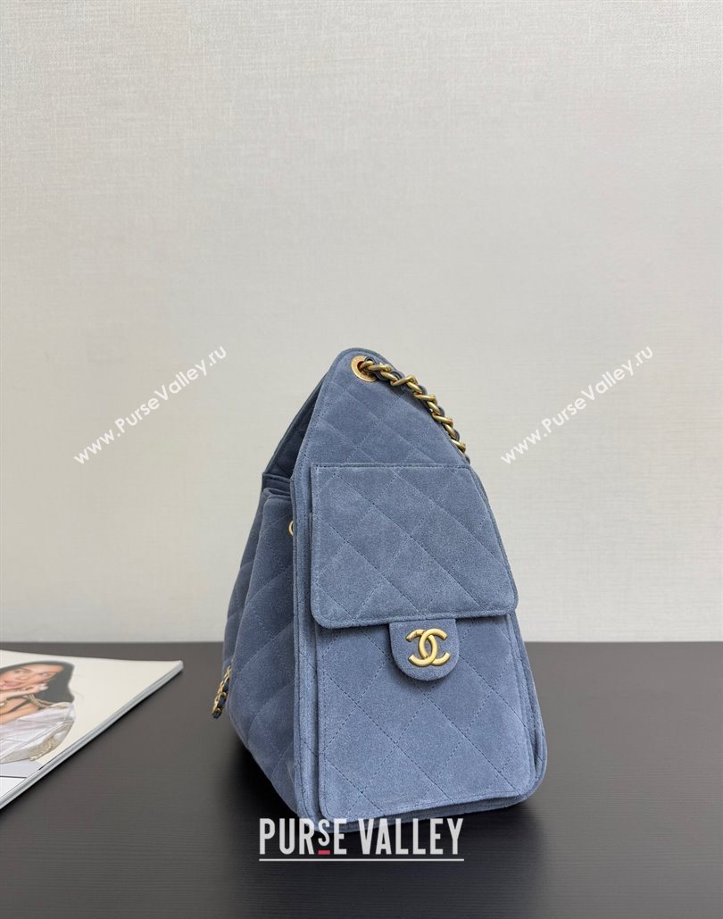 Chanel 25 Suede Small Hobo bag AS5293 Blue 2025 1127 (yezi-251127121)