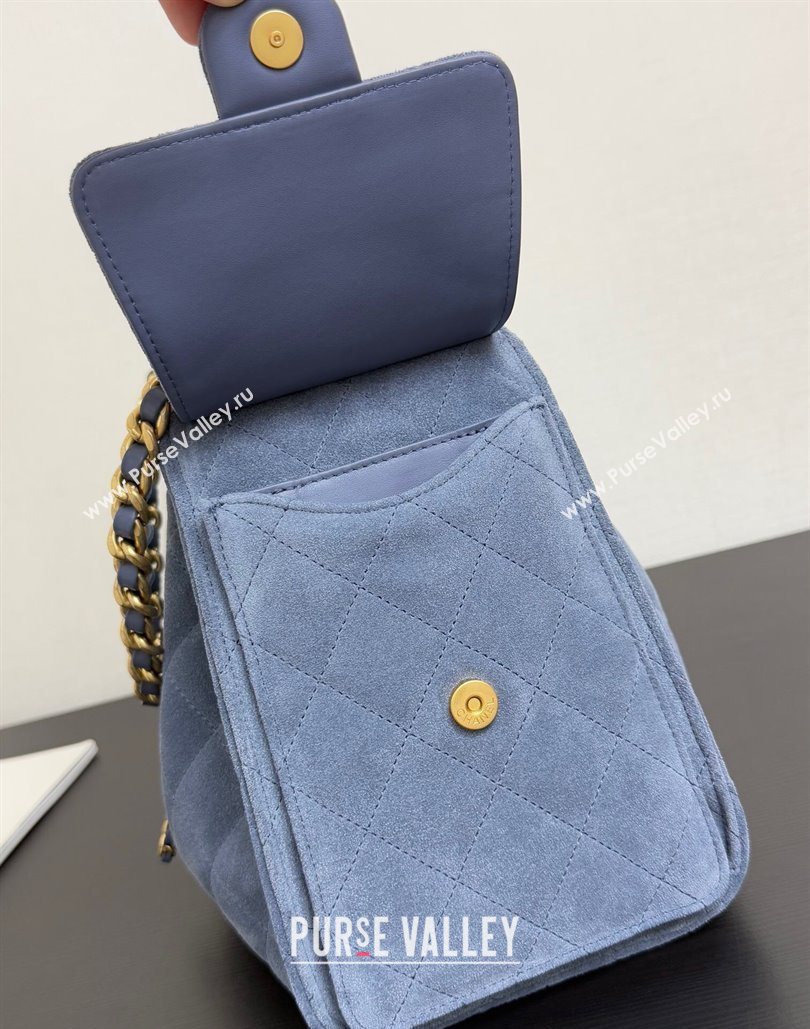 Chanel 25 Suede Small Hobo bag AS5293 Blue 2025 1127 (yezi-251127121)