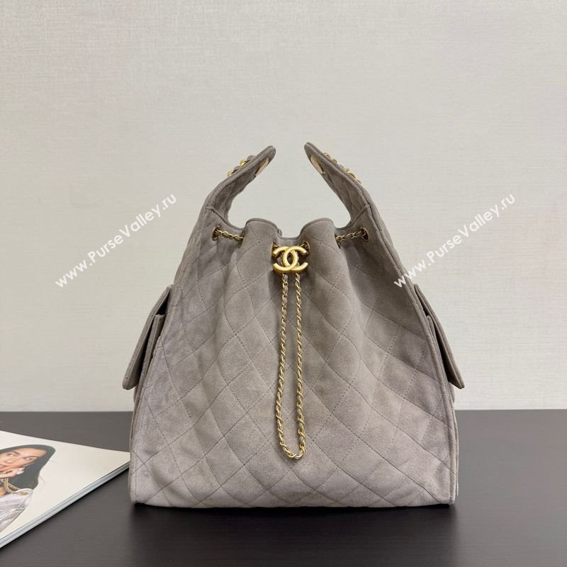 Chanel 25 Suede Medium Hobo Handbag AS5311 Grey 2025 1127 (yezi-251127122)
