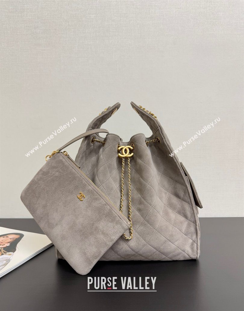 Chanel 25 Suede Medium Hobo Handbag AS5311 Grey 2025 1127 (yezi-251127122)