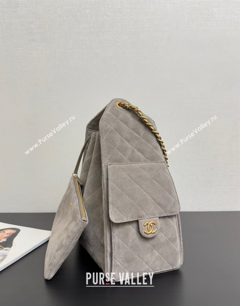 Chanel 25 Suede Medium Hobo Handbag AS5311 Grey 2025 1127 (yezi-251127122)