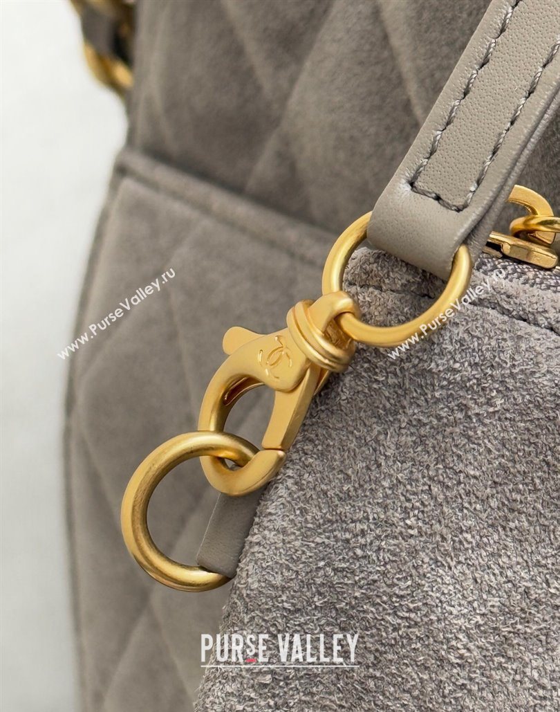 Chanel 25 Suede Medium Hobo Handbag AS5311 Grey 2025 1127 (yezi-251127122)