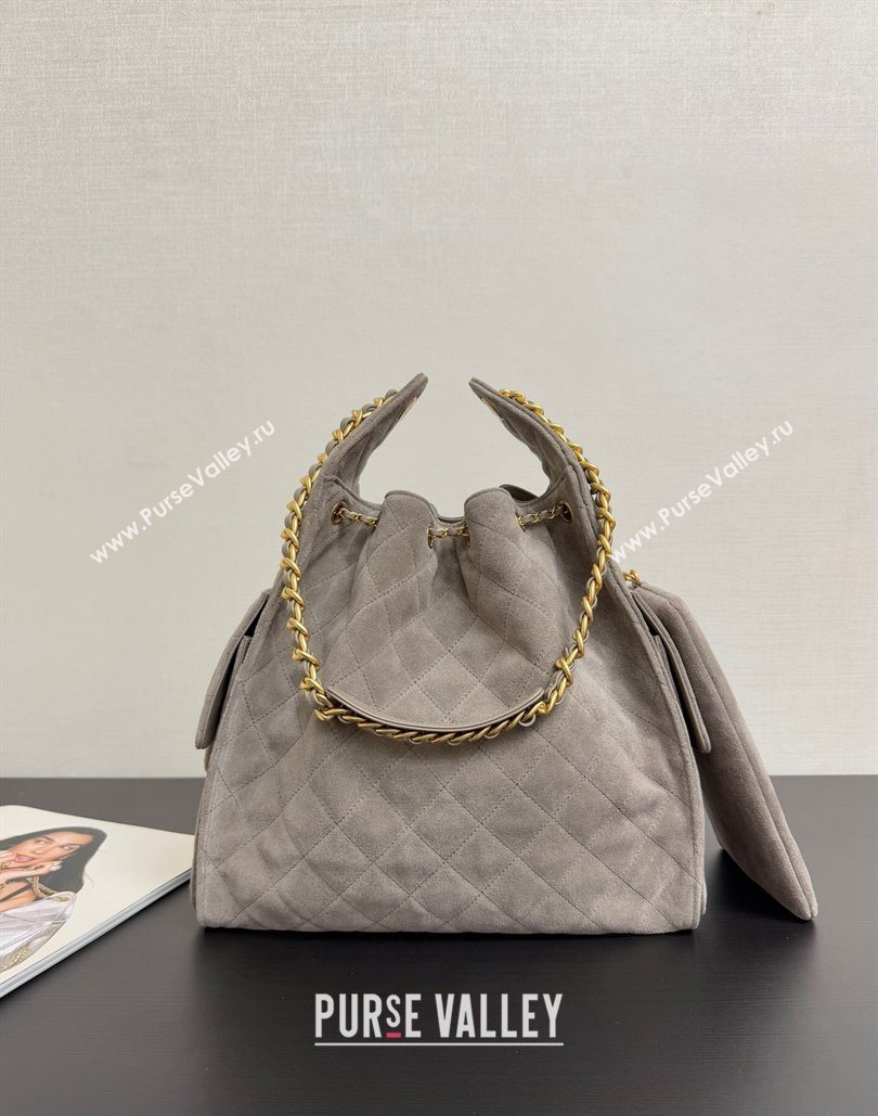 Chanel 25 Suede Medium Hobo Handbag AS5311 Grey 2025 1127 (yezi-251127122)