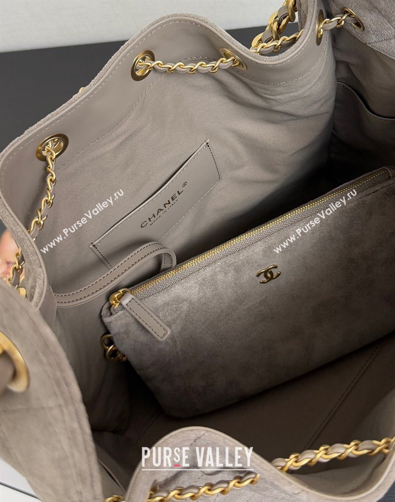 Chanel 25 Suede Medium Hobo Handbag AS5311 Grey 2025 1127 (yezi-251127122)