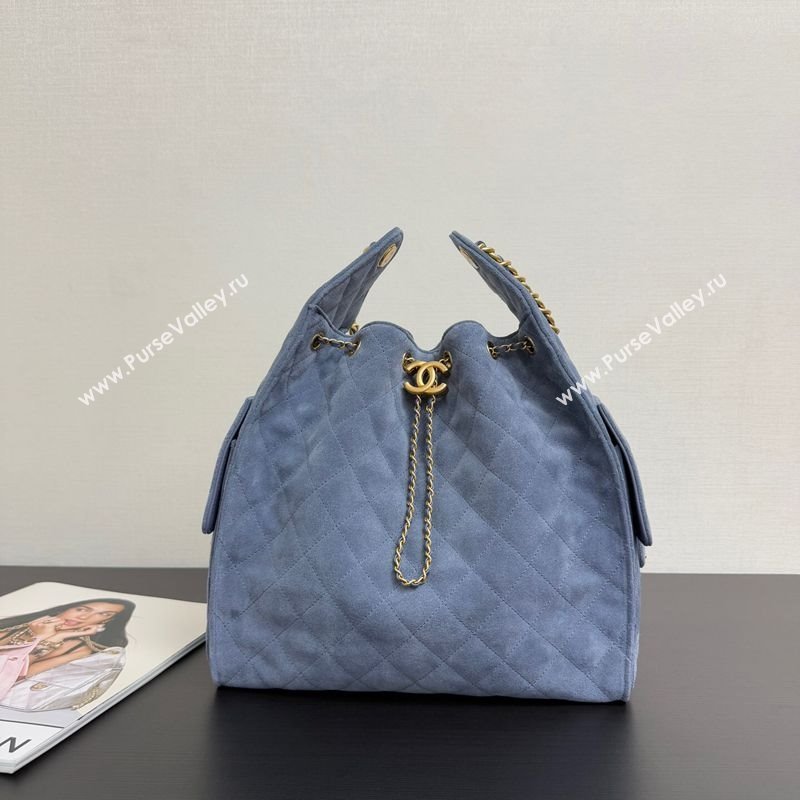 Chanel 25 Suede Medium Hobo Handbag AS5311 Blue 2025 1127 (yezi-251127123)