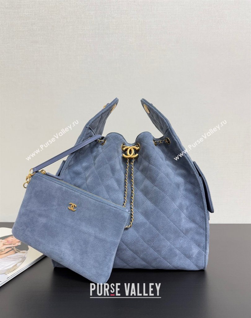 Chanel 25 Suede Medium Hobo Handbag AS5311 Blue 2025 1127 (yezi-251127123)
