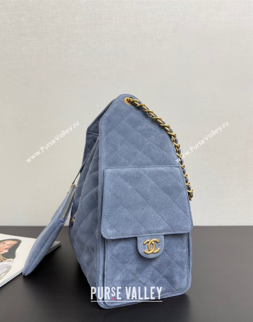 Chanel 25 Suede Medium Hobo Handbag AS5311 Blue 2025 1127 (yezi-251127123)