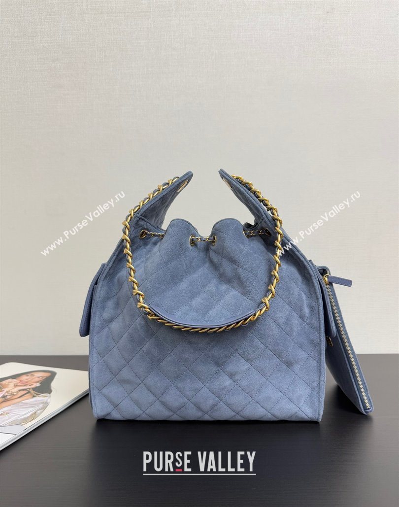 Chanel 25 Suede Medium Hobo Handbag AS5311 Blue 2025 1127 (yezi-251127123)