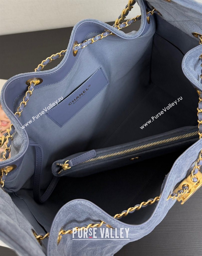 Chanel 25 Suede Medium Hobo Handbag AS5311 Blue 2025 1127 (yezi-251127123)