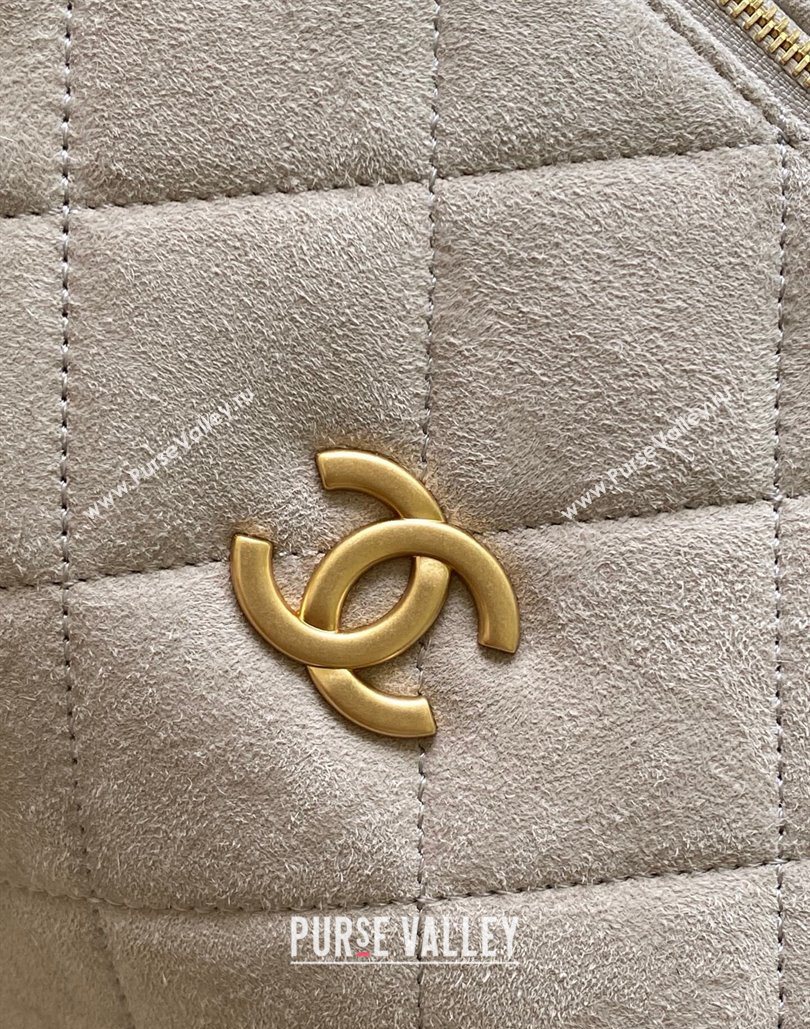 Chanel Suede Bowling Bag Grey 2025 AS5791 (yezi-251127015)